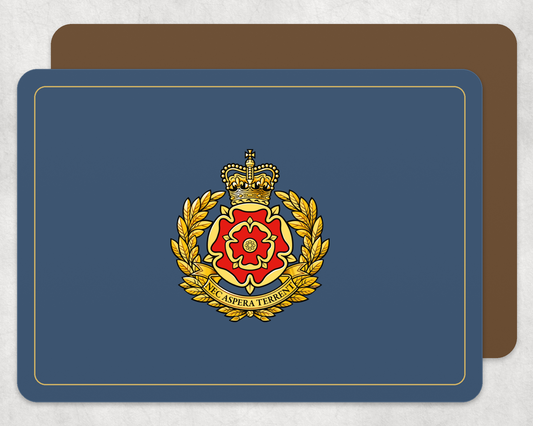 Duke of Lancaster's Regiment - Placemat â€” Light_Navy_Gold_Hardback_Placemat-2 copy