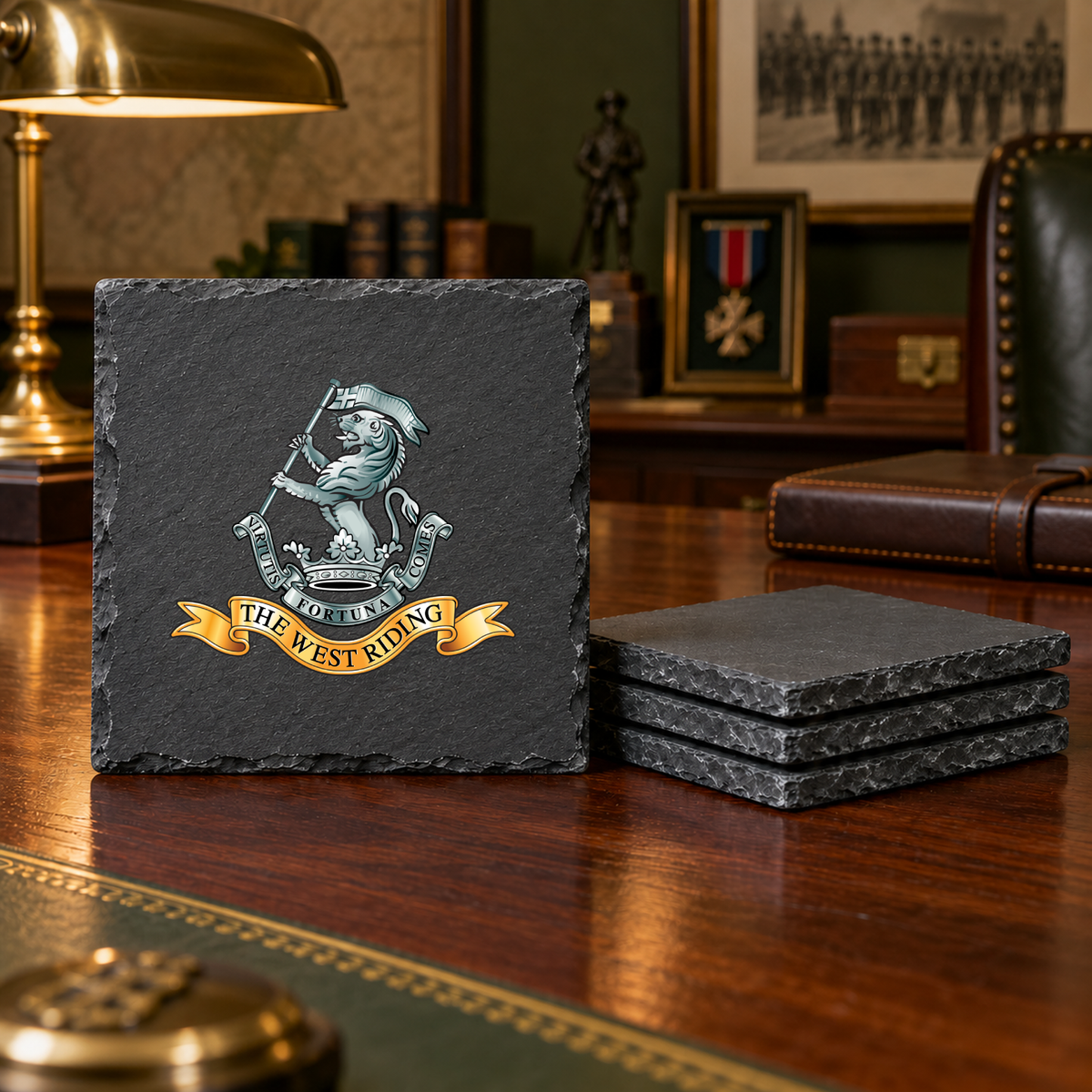 Duke of Wellington Regiment - Slate Coaster Set | The Crafty Black Dog