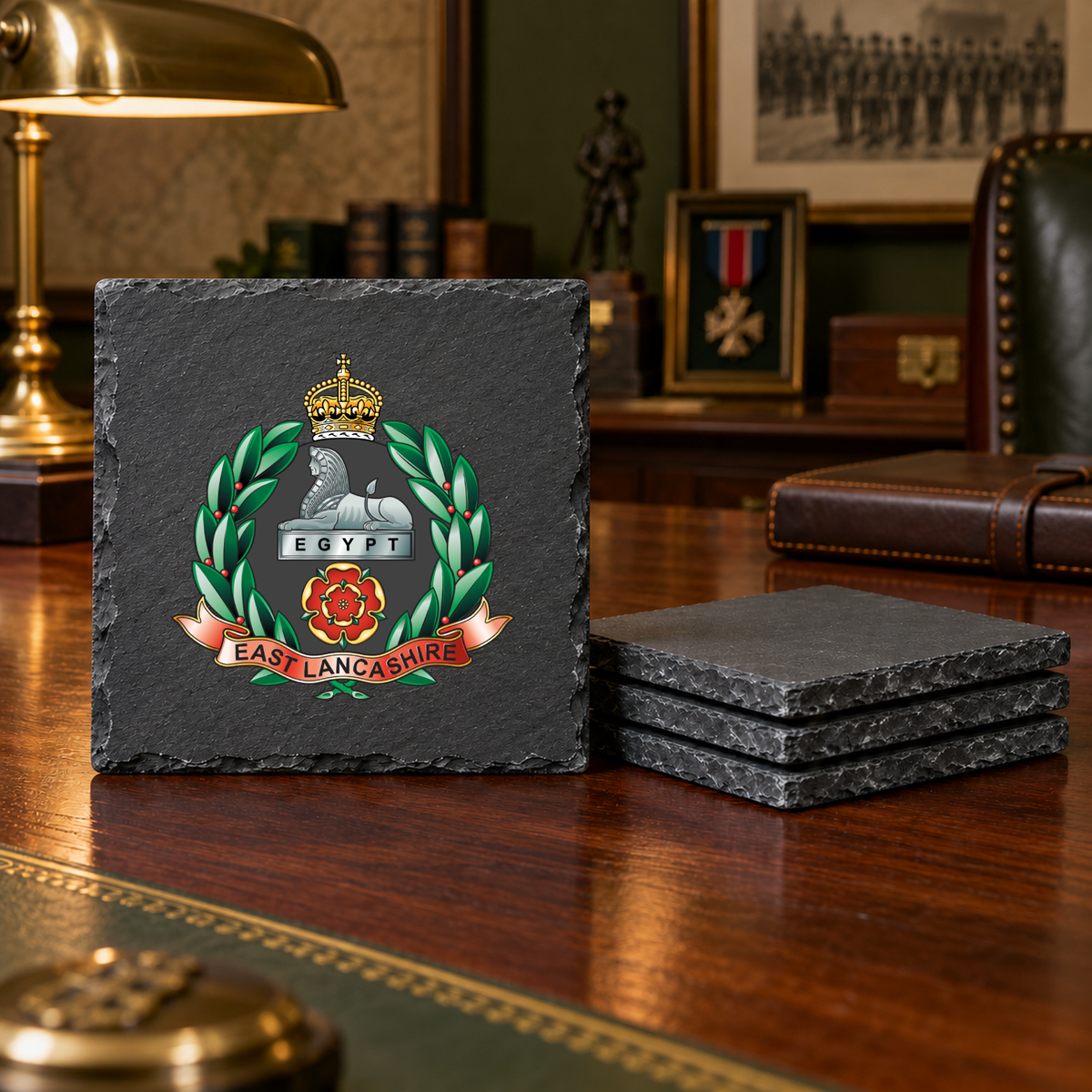 East Lancashire Regiment - Slate Coaster Set | The Crafty Black Dog