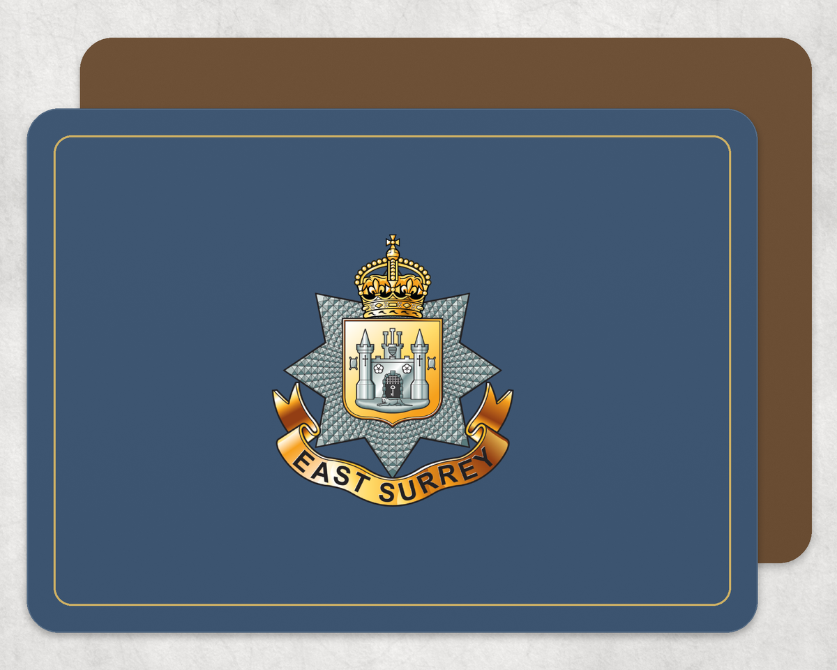 East Surrey Regiment - Placemat â€” Light_Navy_Gold_Hardback_Placemat-2 copy
