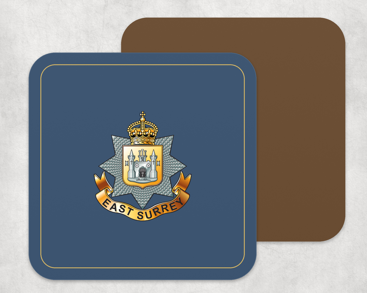 East Surrey Regiment - Placemat â€” Navy_Gold_Hardback_Coaster