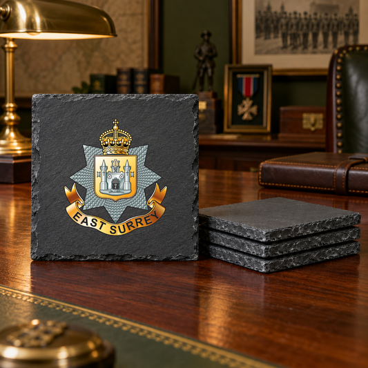 East Surrey Regiment - Slate Coaster Set | The Crafty Black Dog