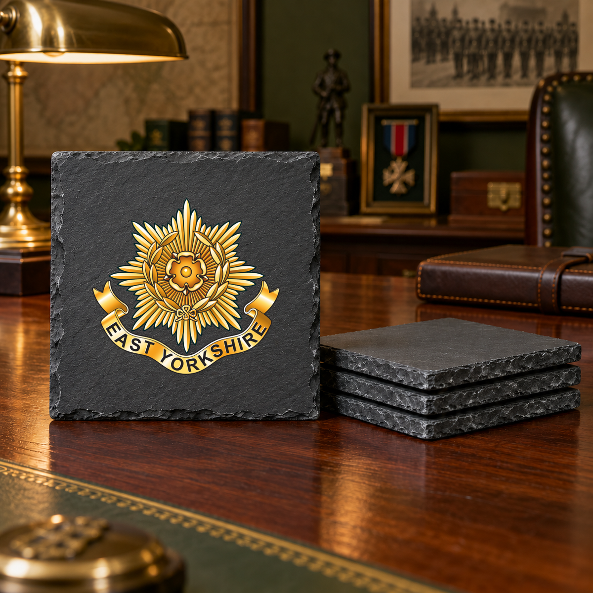 East Yorkshire Regiment - Slate Coaster Set | The Crafty Black Dog