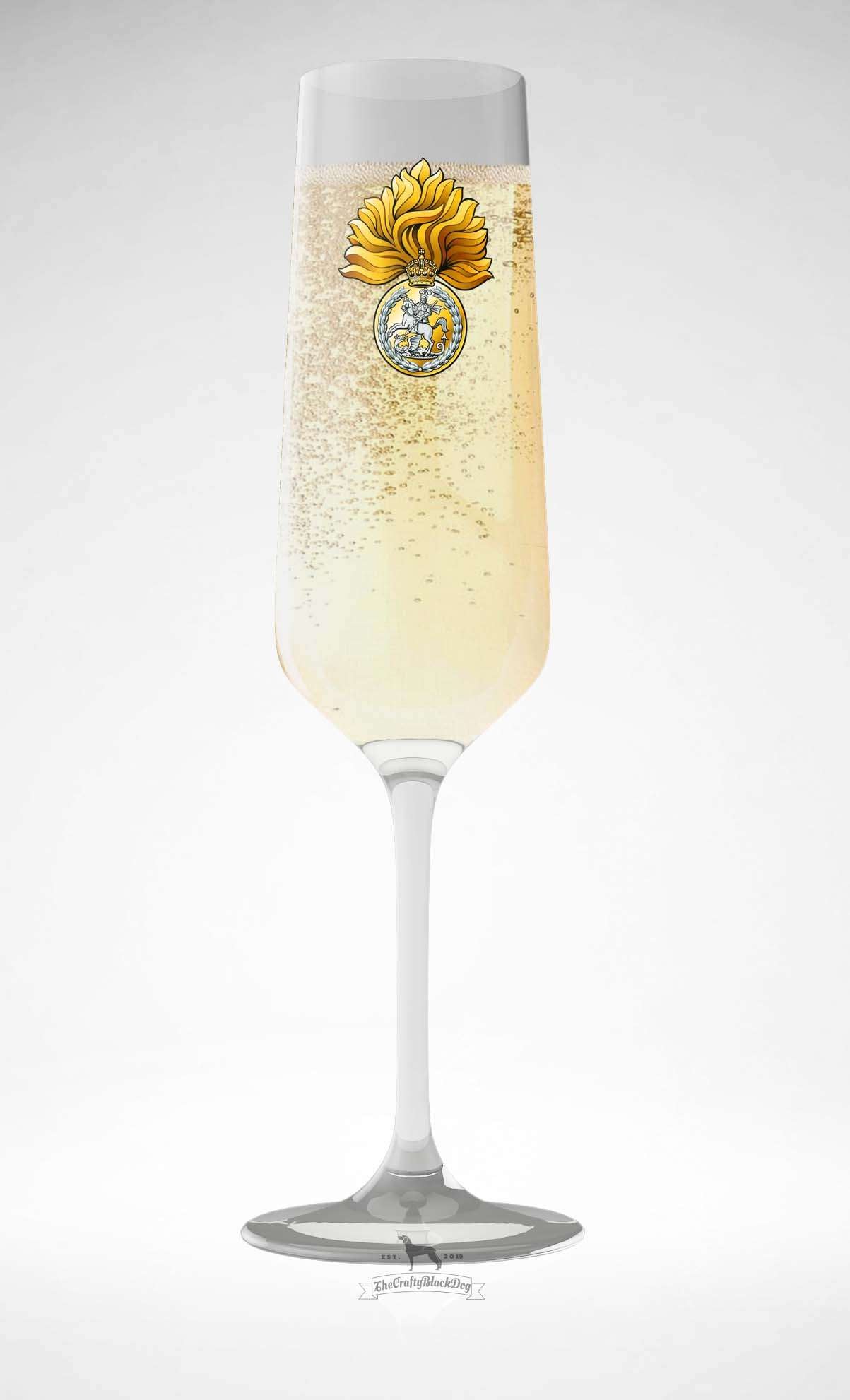 Royal Regiment of Fusiliers Crest - Champagne/Prosecco Flutes (New King's Crown)