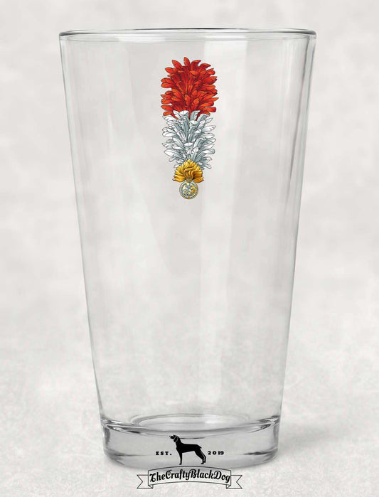 Royal Regiment Fusiliers Hackle - Pint Glass (New King's Crown)