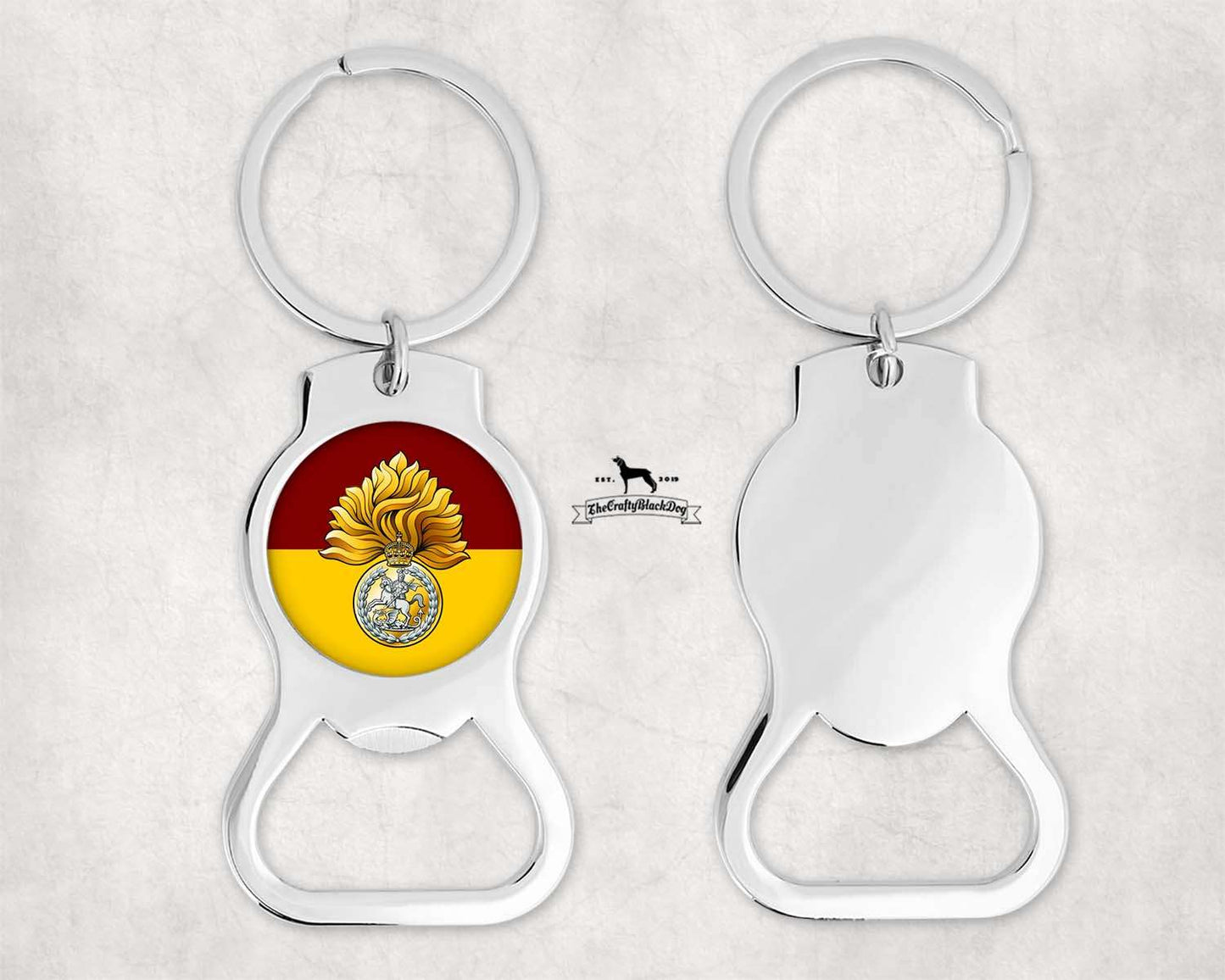 Royal Regiment Fusiliers Crest - Bottle Opener Keyring (New King's Crown)