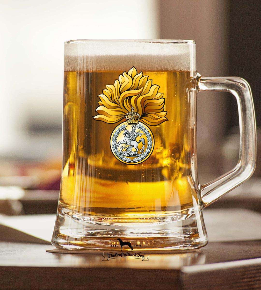 Royal Regiment Fusiliers Crest - TANKARD (New King's Crown)