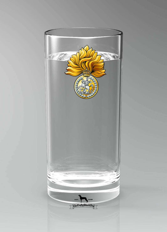 Royal Regiment Fusiliers Crest - Straight Gin/Mixer/Water Glass (New King's Crown)