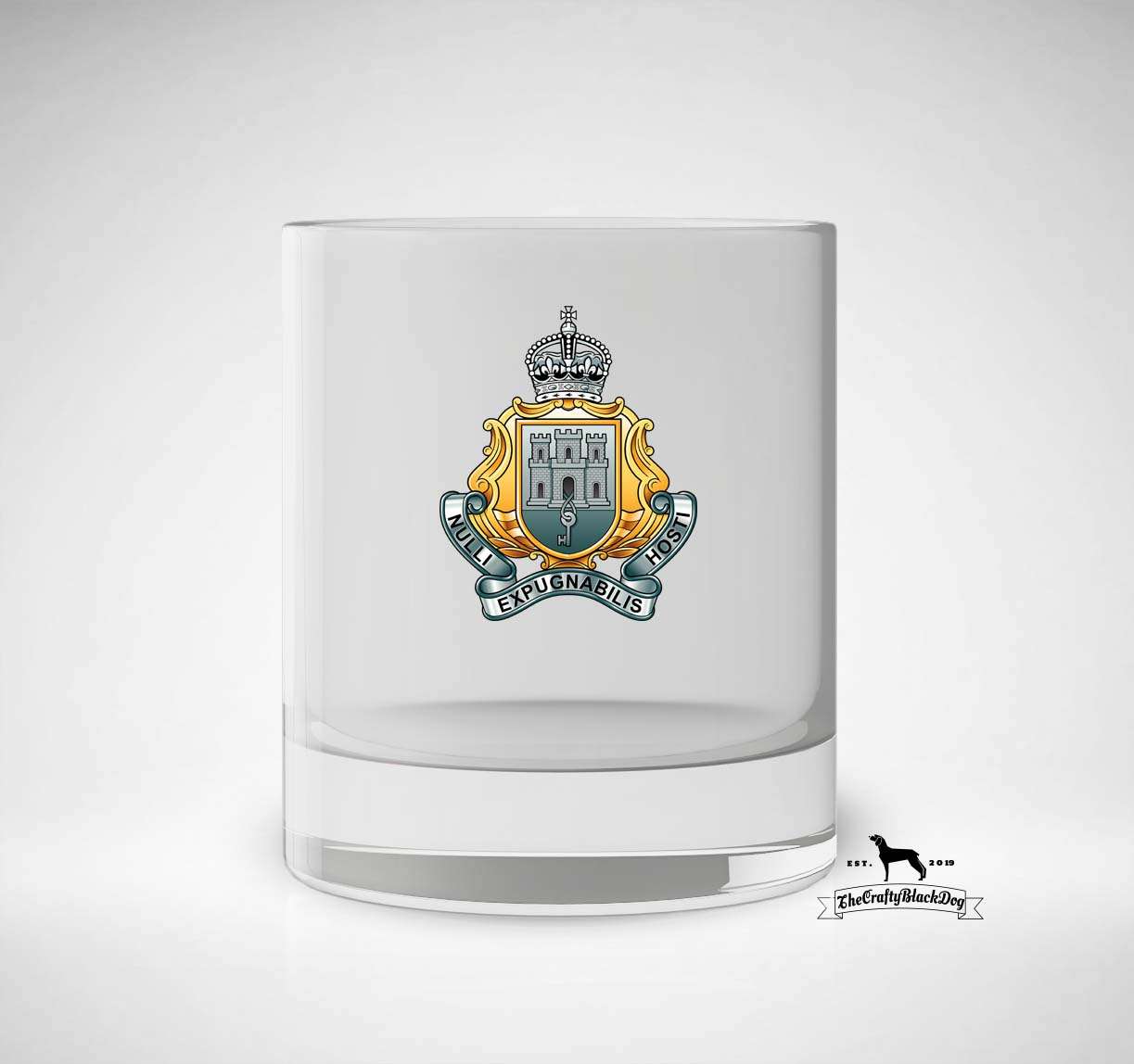 Royal Gibraltar Regiment - Whiskey/Spirit Glass (New King's Crown)