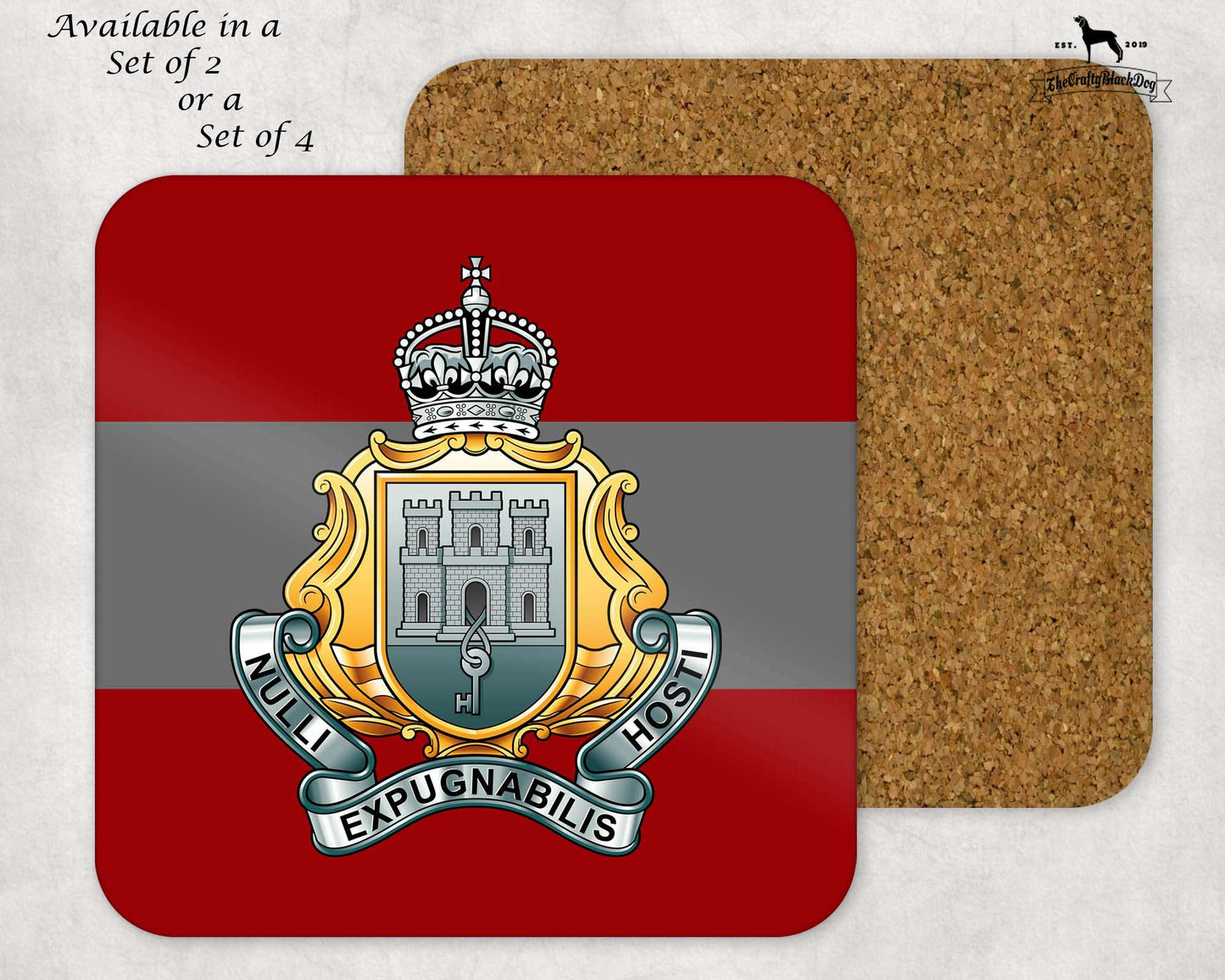 Royal Gibraltar Regiment - COASTER SET (New King's Crown)