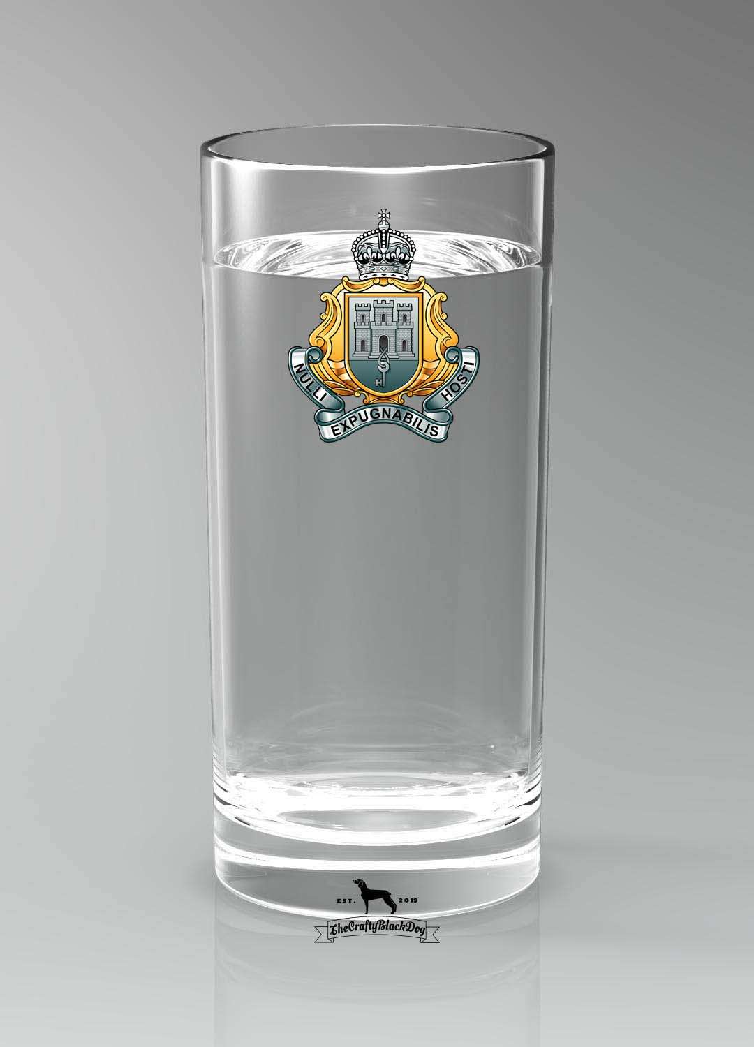 Royal Gibraltar Regiment - Straight Gin/Mixer/Water Glass (New King's Crown)
