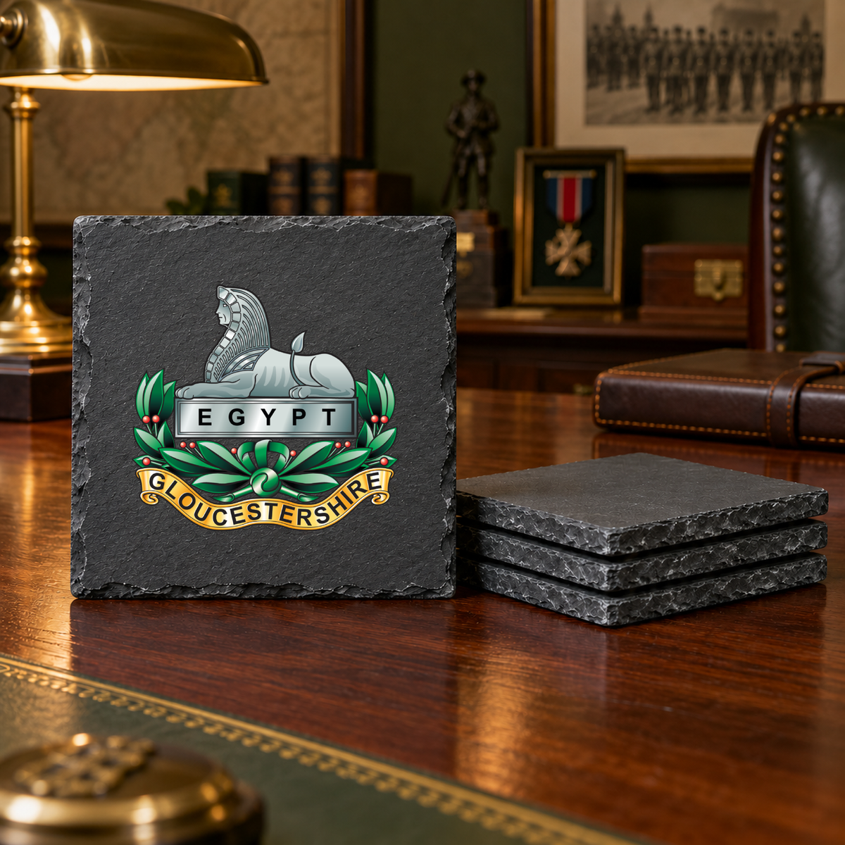 Gloucesteshire Regiment - Slate Coaster Set | The Crafty Black Dog