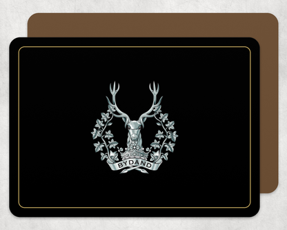 Gordon Highlanders - Placemat | The Crafty Black Dog — Black_Gold_Hardback_Placemat