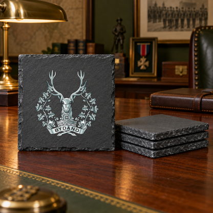 Gordon Highlanders - Slate Placemat & Coaster Set | The Crafty Black Dog — Slate_Coaster_Set_4_Military_Desk_Smart_Object copy