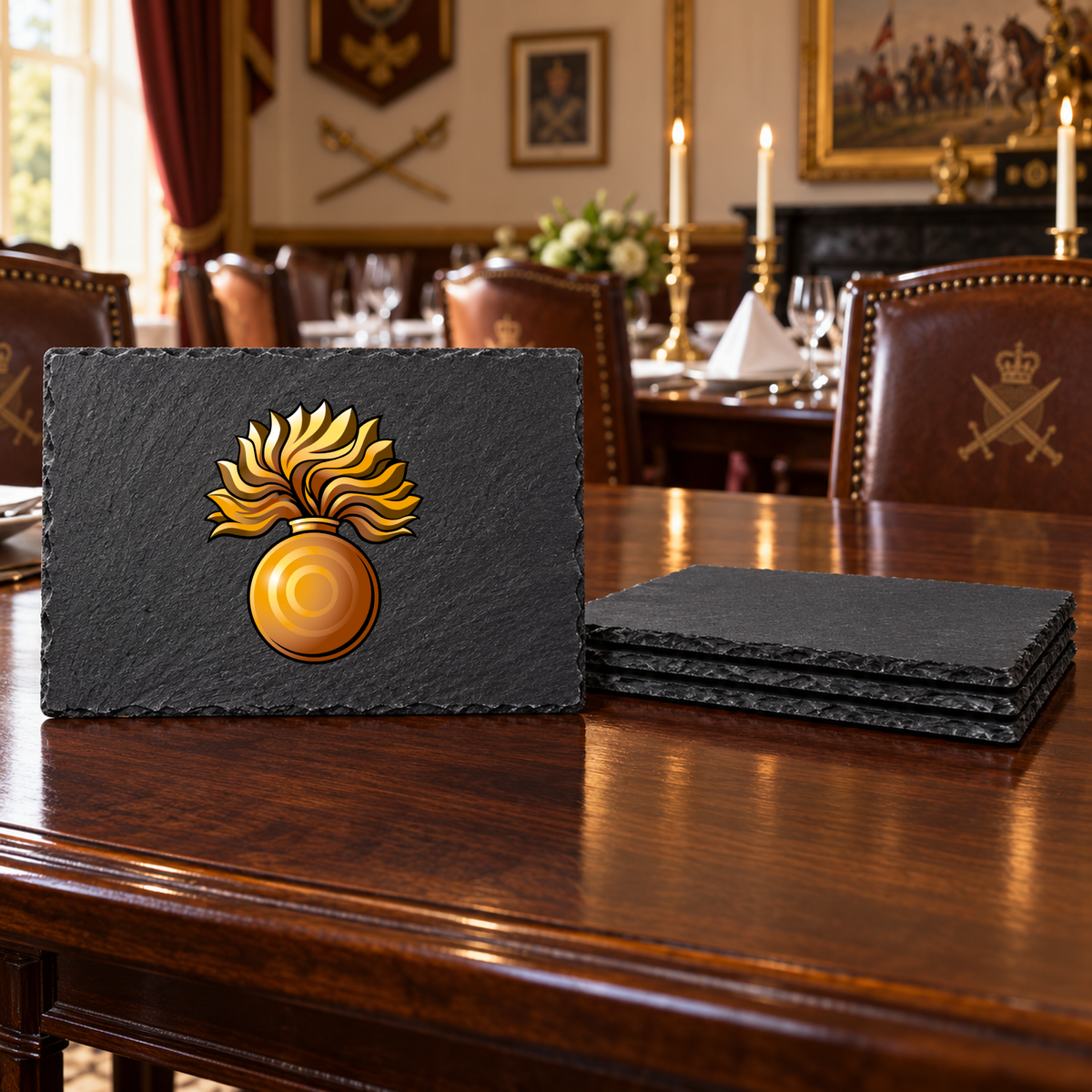 Grenadier Guards - Slate Placemat & Coaster Set | The Crafty Black Dog — Slate_Placemat_Set_4_Military_Dining_Smart_Object copy