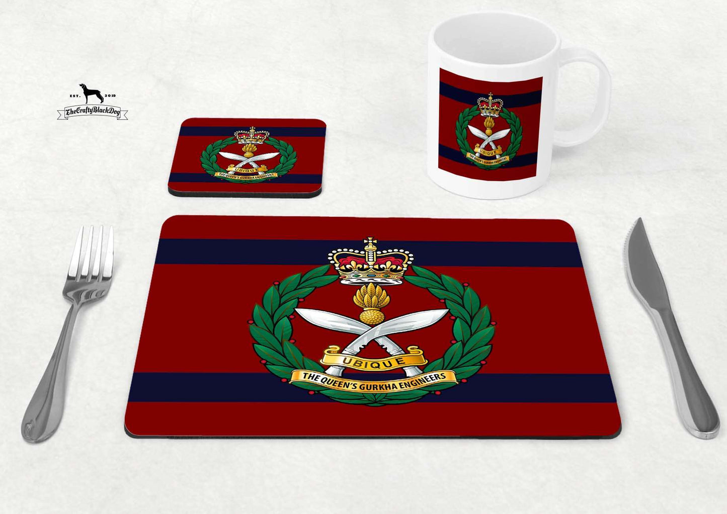 Queen's Gurkha Engineers - Table Set (King's New Crown)