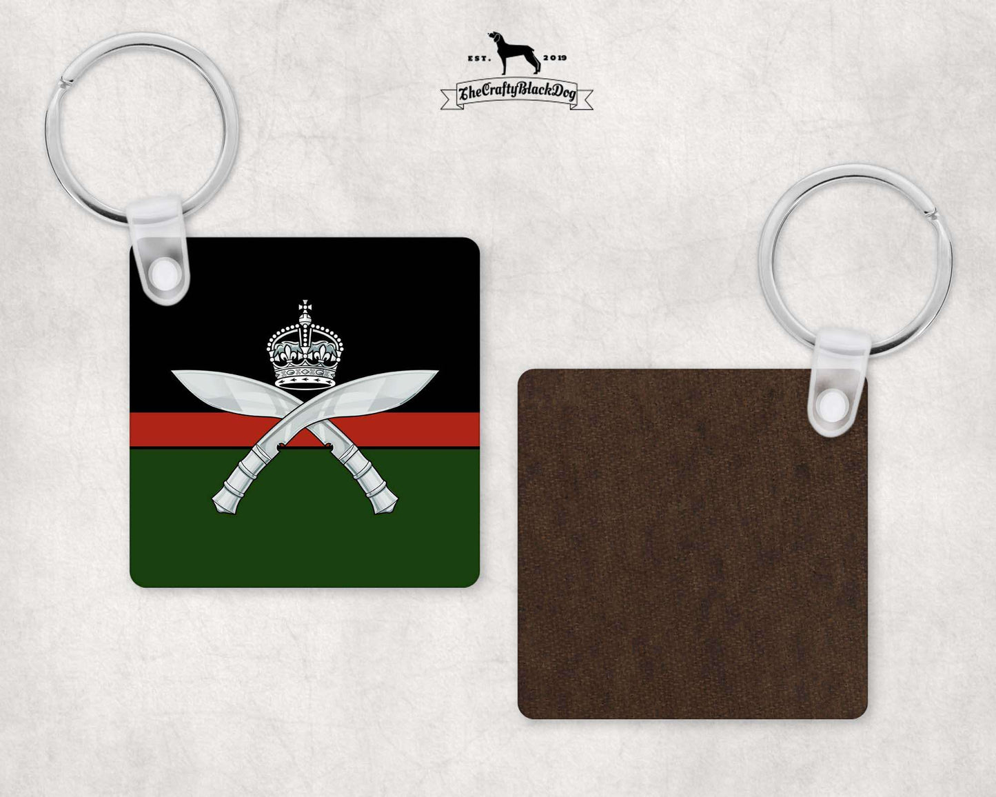 Royal Gurkha Regiment - Square Key Ring (King's New Crown)