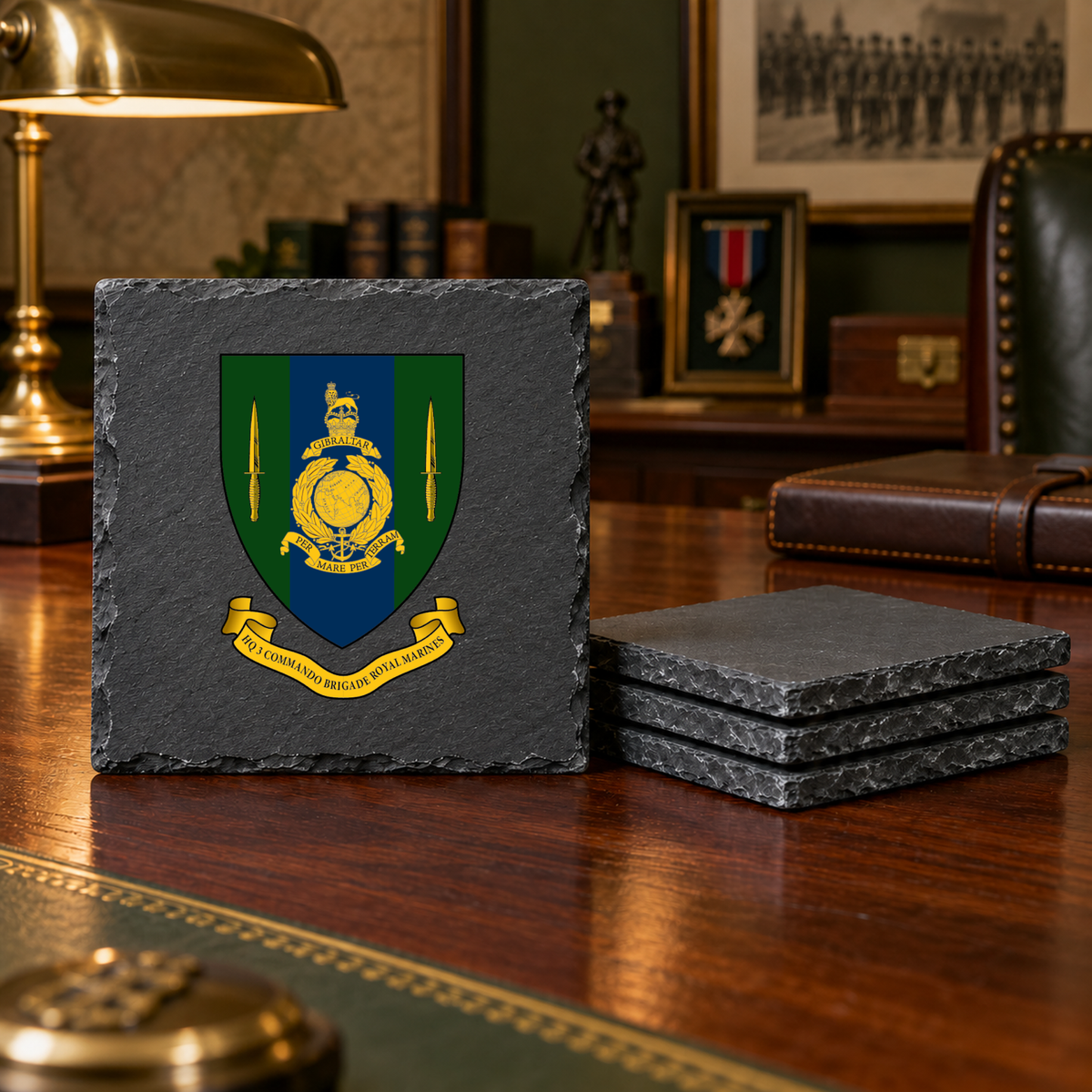 HQ 3 Cdo Bde RM - Slate Coaster Set | The Crafty Black Dog