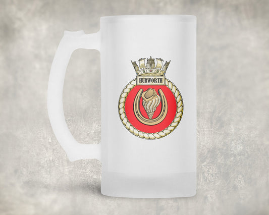 HMS Hurworth - Frosted Stein/Tankard/Beer Mug - Frosted Stein/Tankard/Beer Mug