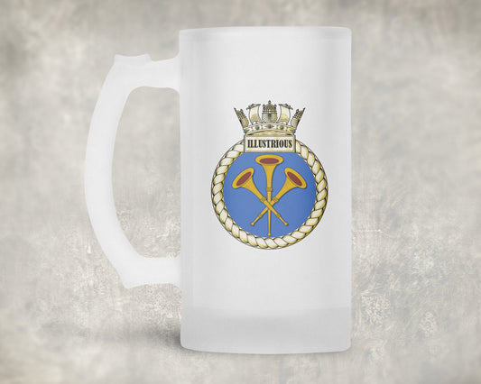 HMS Illustrious - Frosted Stein/Tankard/Beer Mug - Frosted Stein/Tankard/Beer Mug
