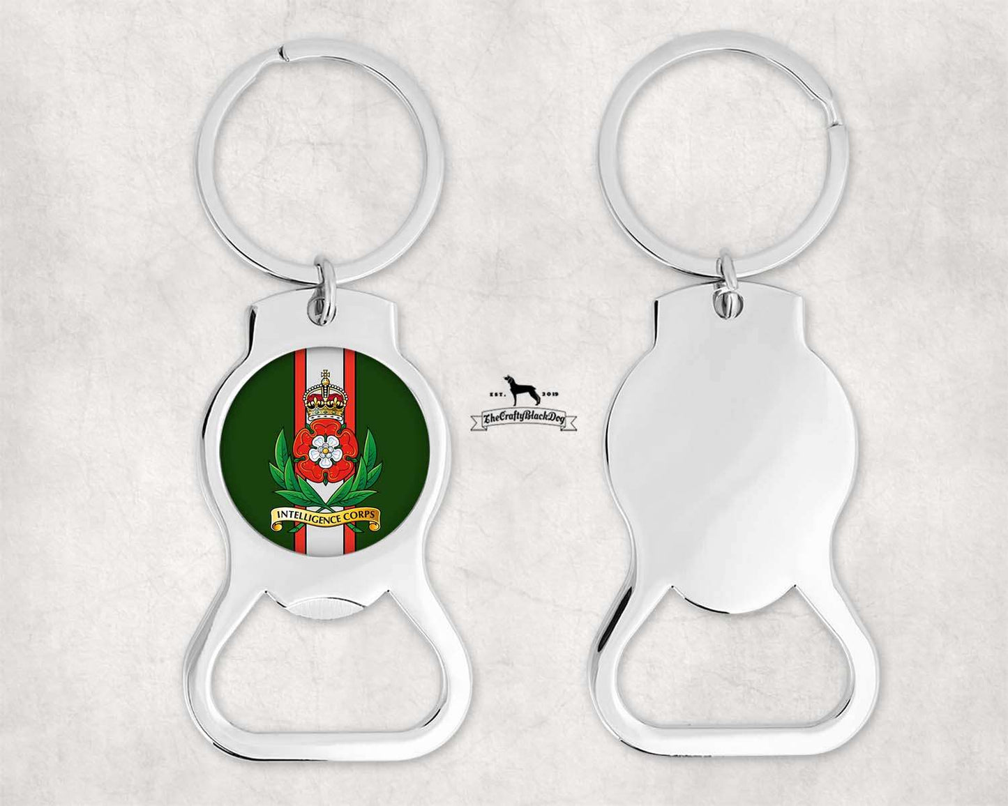 Intelligence Corps - Bottle Opener Keyring (New King's Crown)