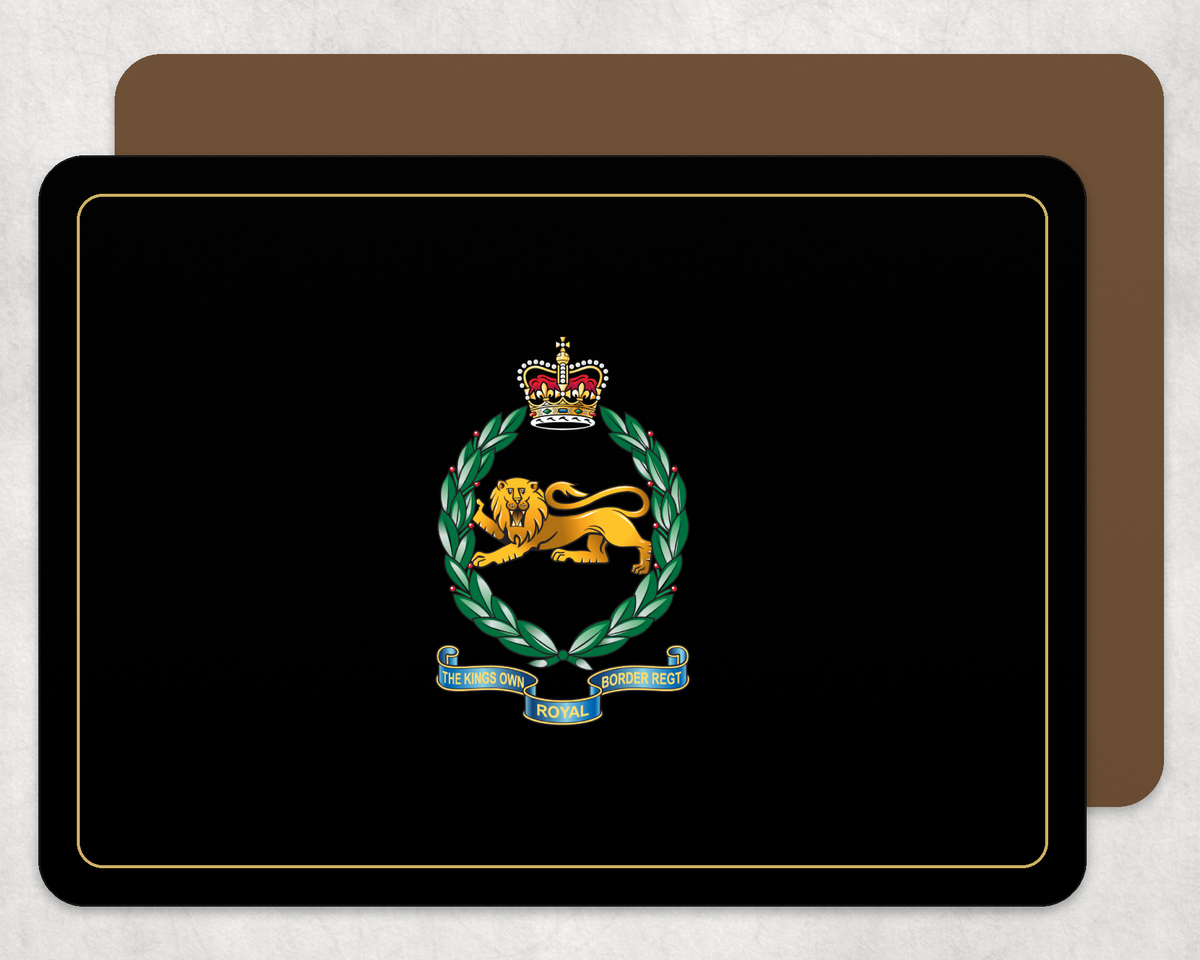 Kings Own Royal Borders - Placemat | The Crafty Black Dog — Black_Gold_Hardback_Placemat