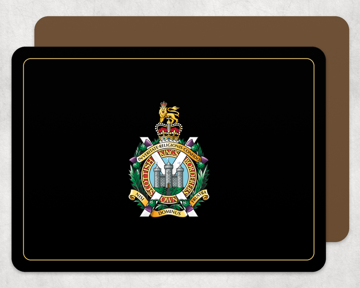 Kings Own Scottish Borders - Placemat | The Crafty Black Dog — Black_Gold_Hardback_Placemat