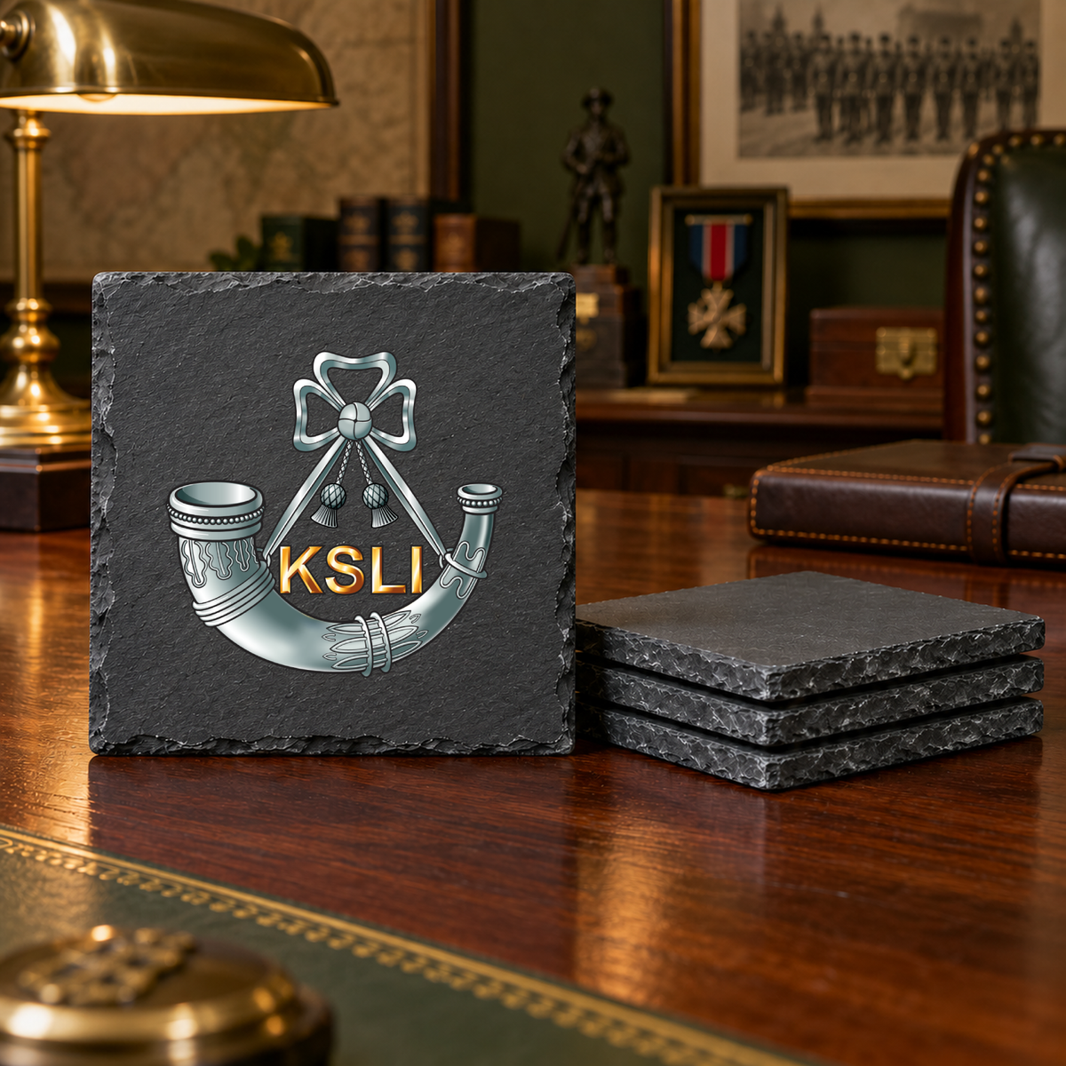 Kings Shropshire Light Infantry - Slate Coaster Set | The Crafty Black Dog