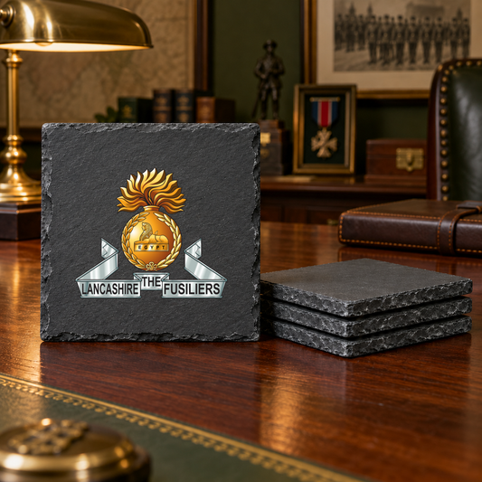 Lancashire Fusiliers - Slate Coaster Set | The Crafty Black Dog