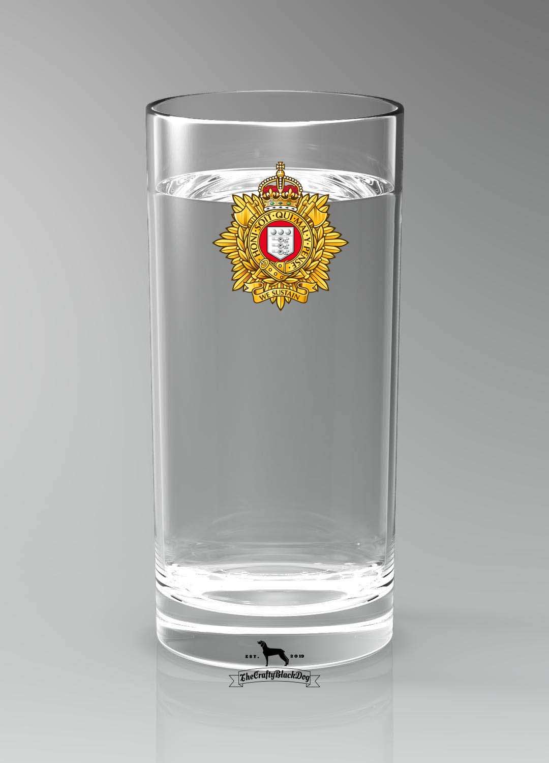 Royal Logistic Corps Officer - Straight Gin/Mixer/Water Glass (New King's Crown)