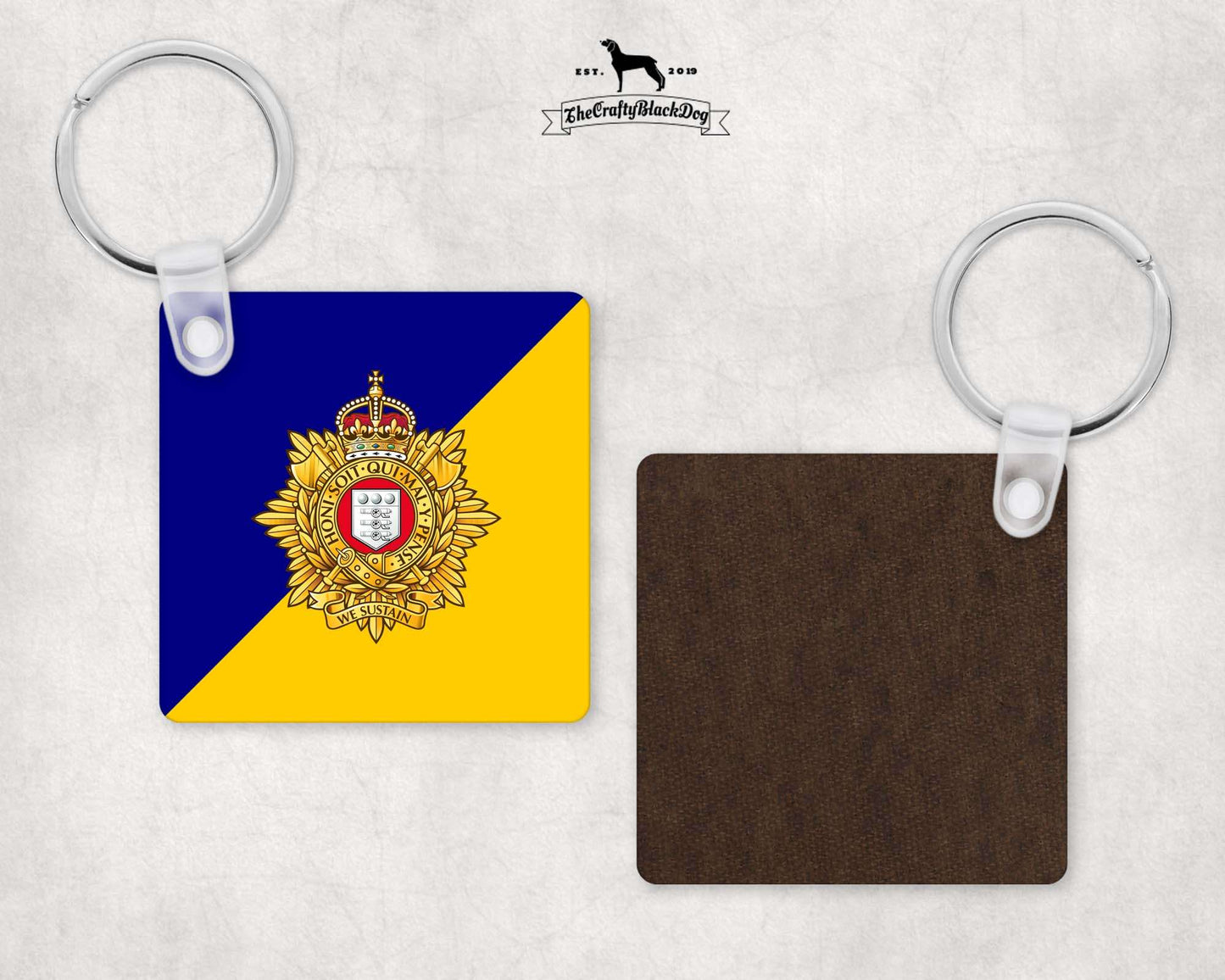 Royal Logistic Corps Officer - Square Key Ring (King's New Crown)