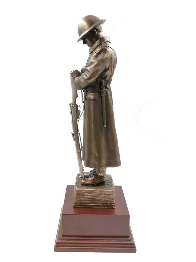 Lone WW1 TOMMY Cold Cast Bronze Sculpture With Rifle