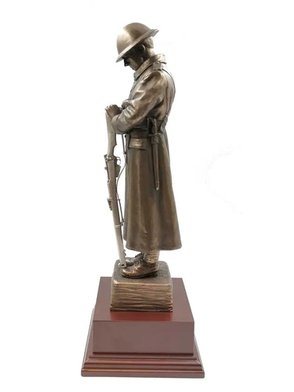 Lone WW1 TOMMY Cold Cast Bronze Sculpture With Rifle