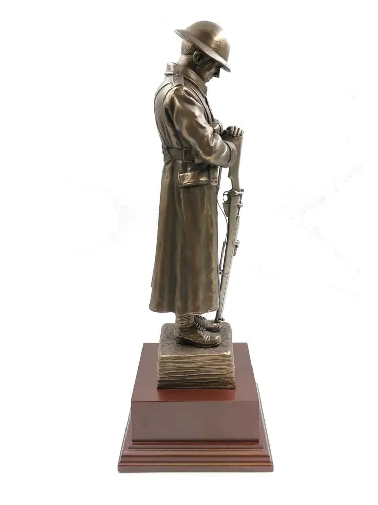 Lone WW1 TOMMY Cold Cast Bronze Sculpture With Rifle
