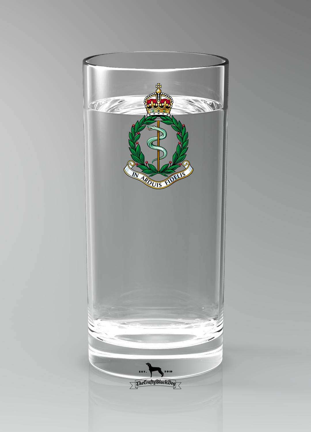 Royal Army Medical Corps - Straight Gin/Mixer/Water Glass (New King's Crown)