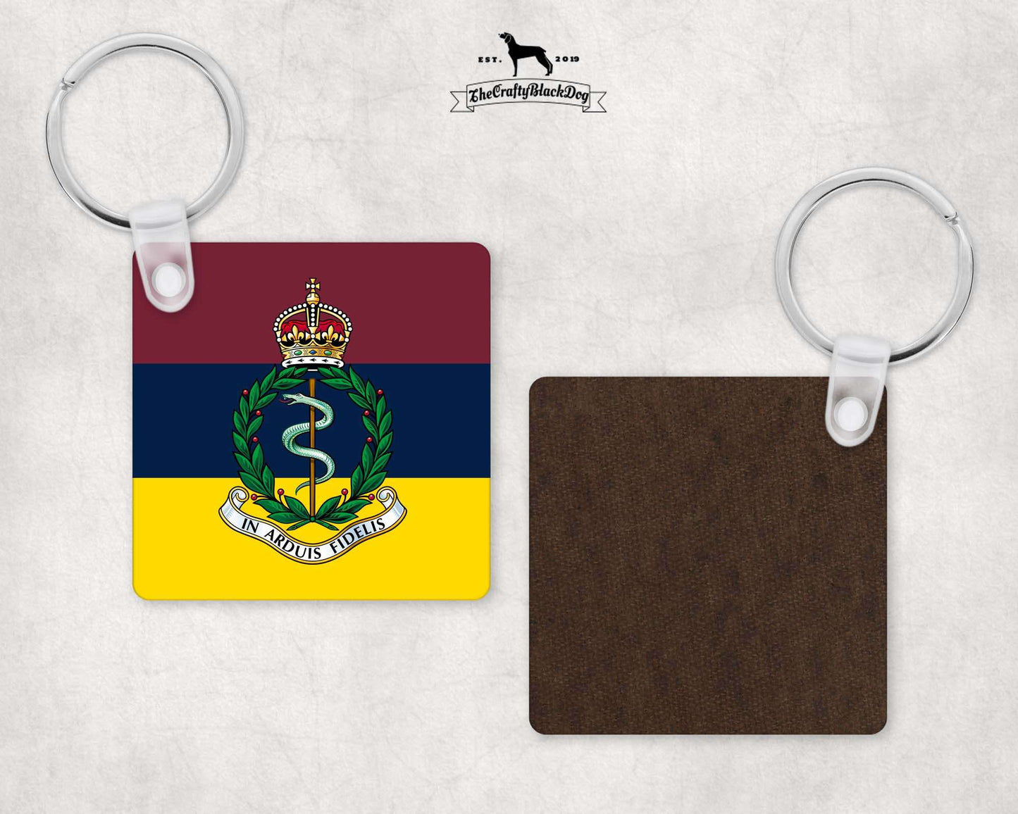 Royal Army Medical Corps - Square Key Ring (King's New Crown)