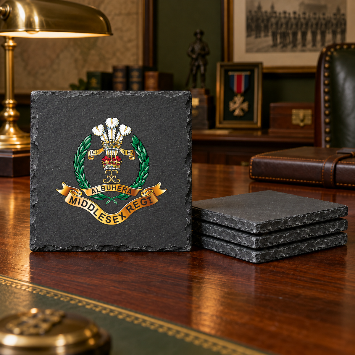 Middlesex Regiment - Slate Coaster Set | The Crafty Black Dog