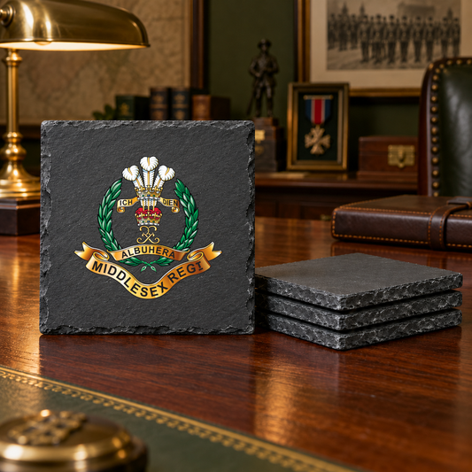 Middlesex Regiment - Slate Coaster Set | The Crafty Black Dog