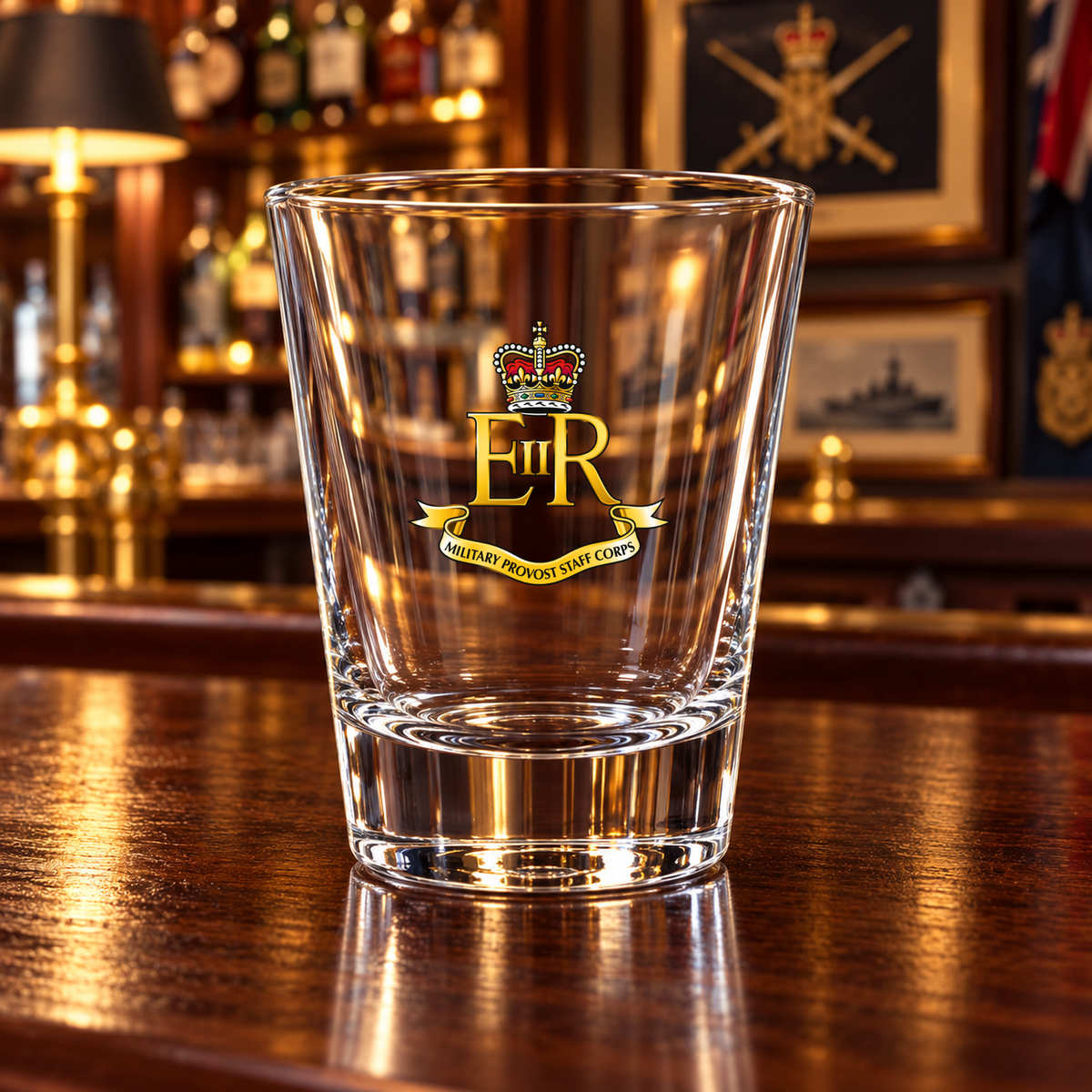 Military Provost Service Corps - Shot Glasses | The Crafty Black Dog — Frosted_Shot_Glass_Military_Bar_Smart_Object copy