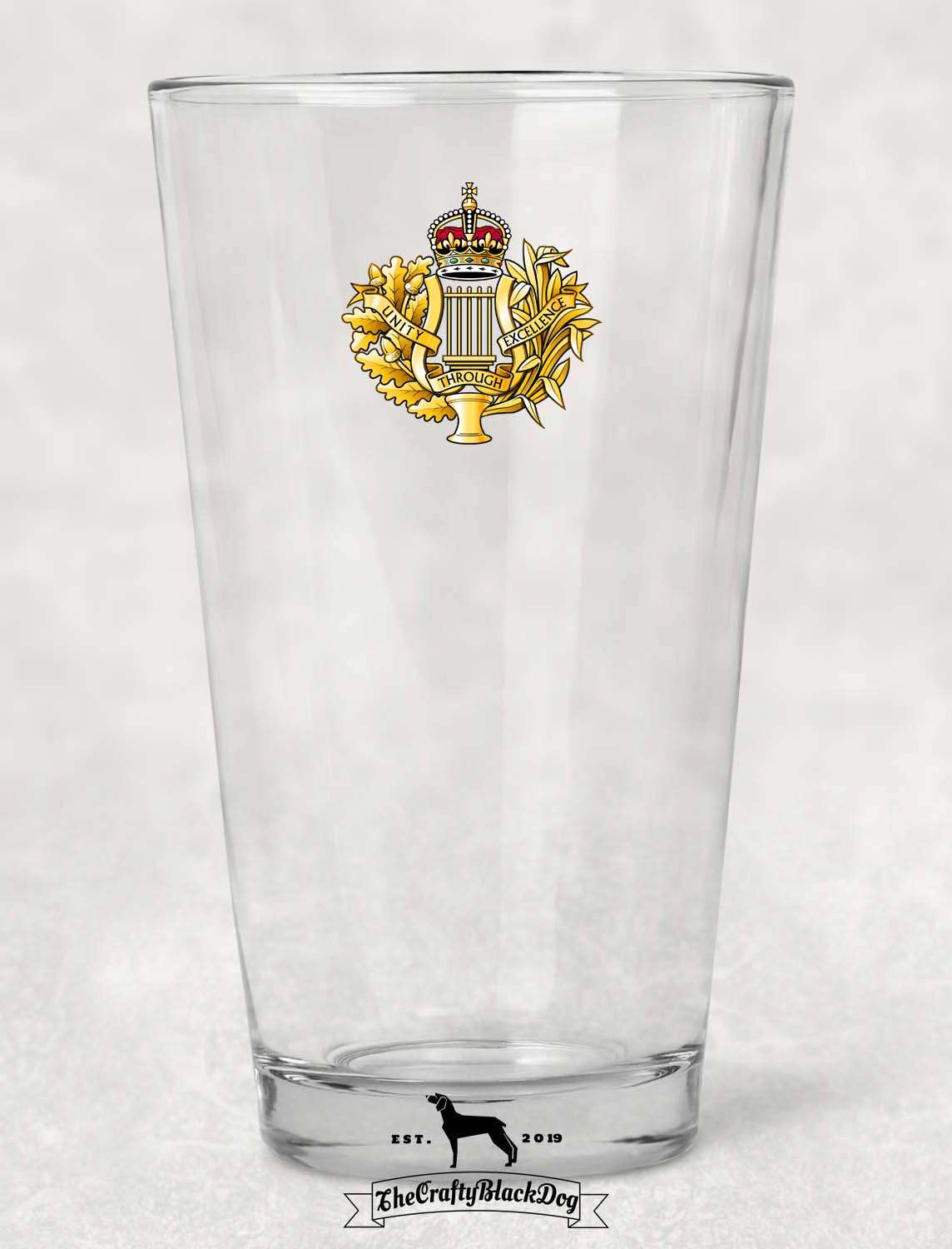 Royal Corps Army Music - Pint Glass (New King's Crown)