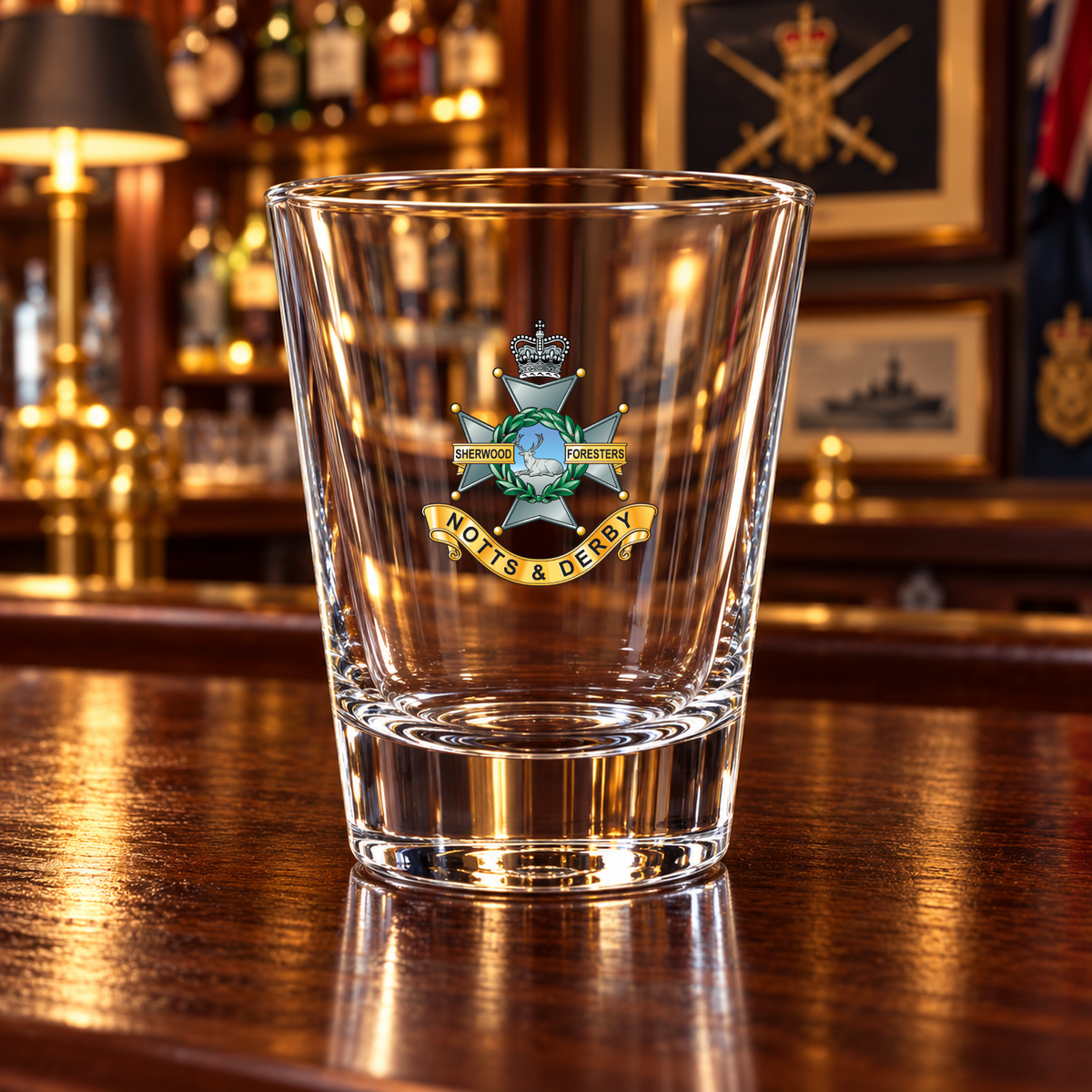 Notts & Derby (Sherwood Foresters) - Shot Glasses | The Crafty Black Dog — Frosted_Shot_Glass_Military_Bar_Smart_Object copy
