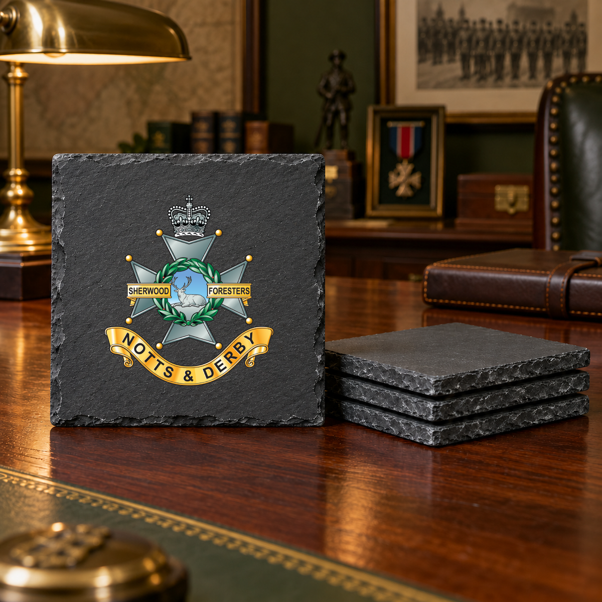 Notts & Derby (Sherwood Foresters) - Slate Coaster Set | The Crafty Black Dog