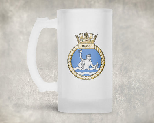 HMS Ocean - Frosted Stein/Tankard/Beer Mug - Frosted Stein/Tankard/Beer Mug