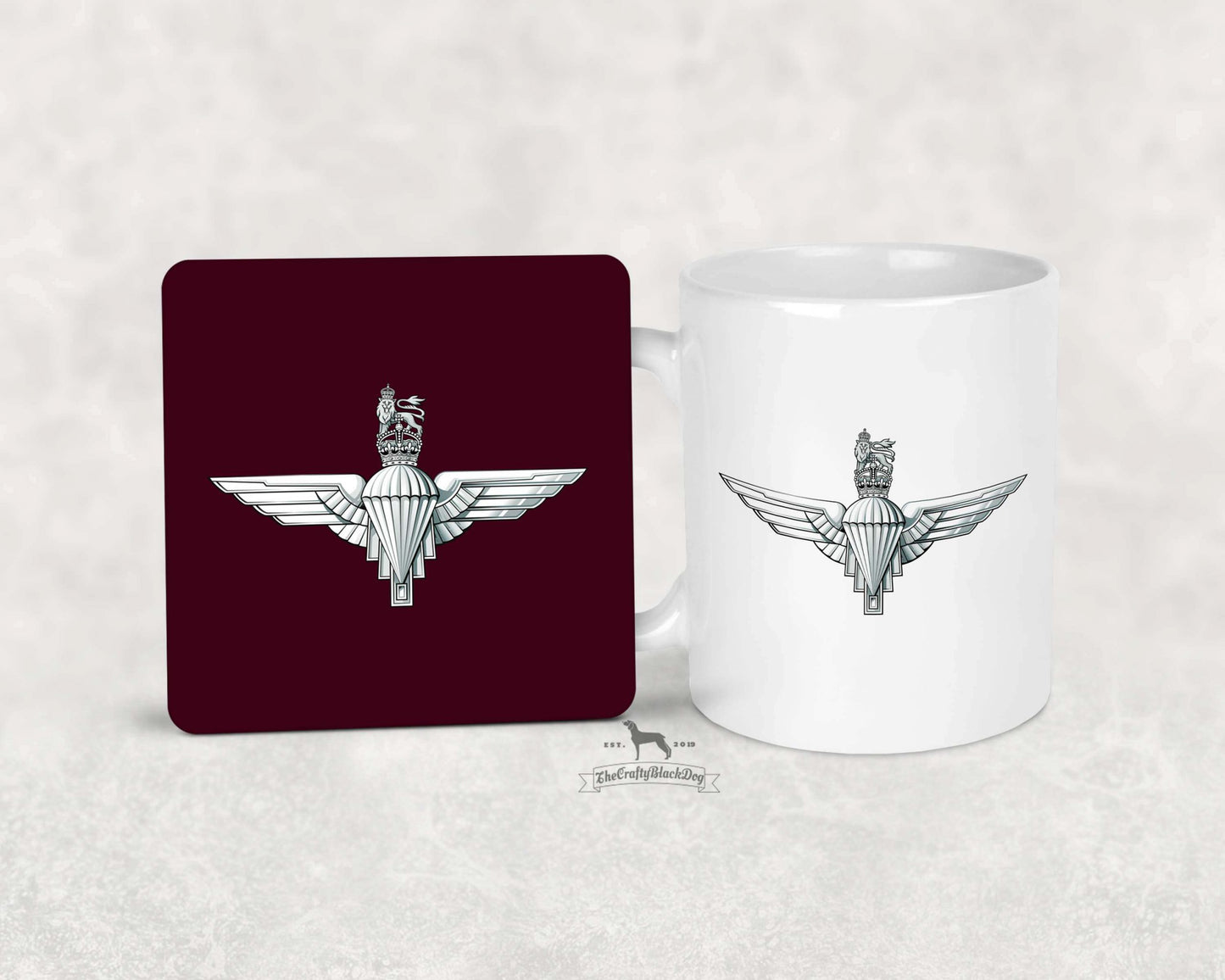 Parachute Regiment - MUG &amp; COASTER SET (New King's Crown)