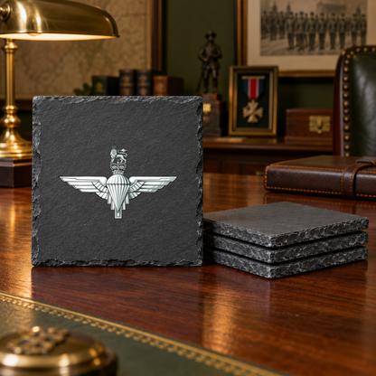 Parachute Regt - Slate Placemat & Coaster Set | The Crafty Black Dog — Slate_Coaster_Set_4_Military_Desk_Smart_Object copy