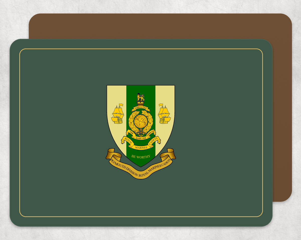 Plymouth Royal Marines Cadets - Placemat â€” RM Coaster_3E5748_Gold_Border_Smart_Object copy