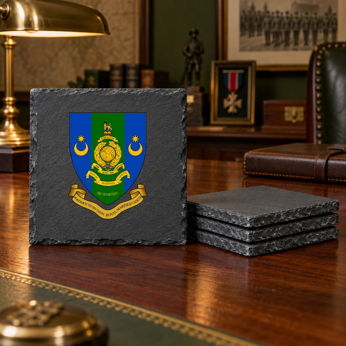 Portsmouth Royal Marines Cadets - Slate Coaster Set | The Crafty Black Dog