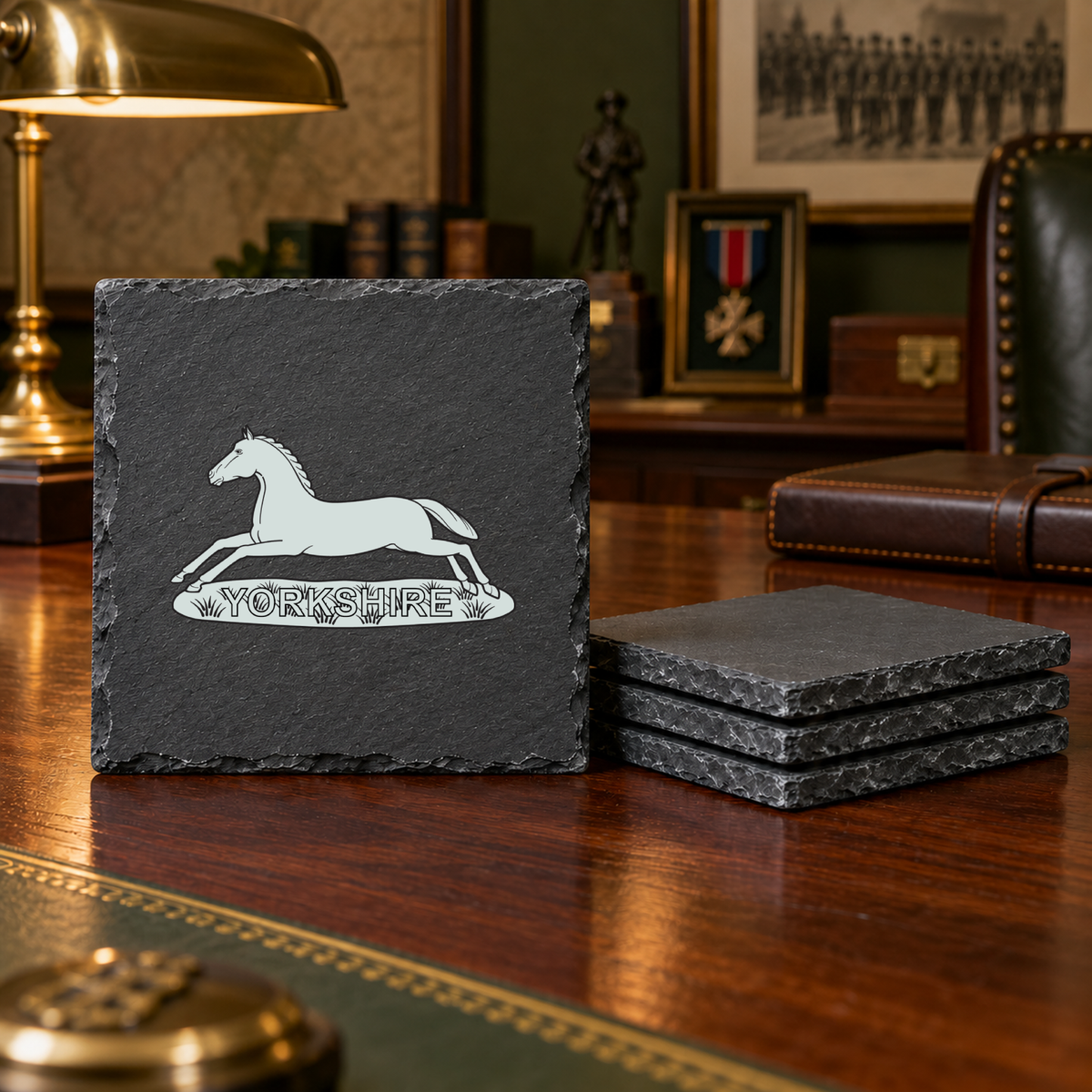 Prince of Wales own Regt of Yorkshire - Slate Coaster Set | The Crafty Black Dog