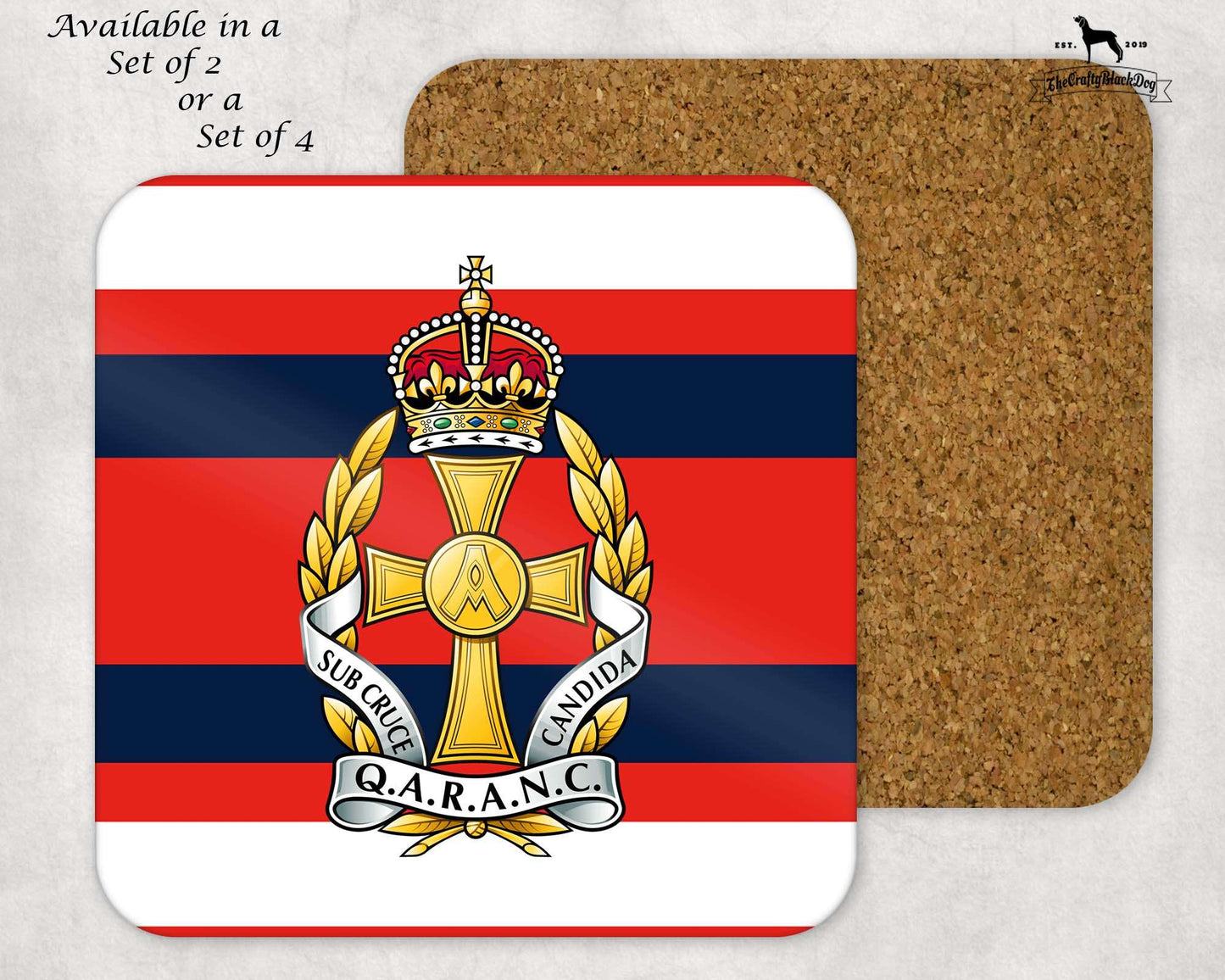 Queen Alexandra's Royal Army Nursing Corps - COASTER SET (New King's Crown)