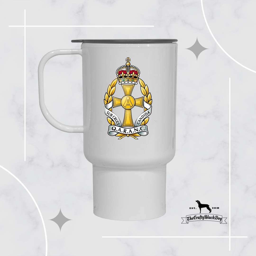 Queen Alexandra's Royal Army Nursing Corps - TRAVEL MUG (New King's Crown)